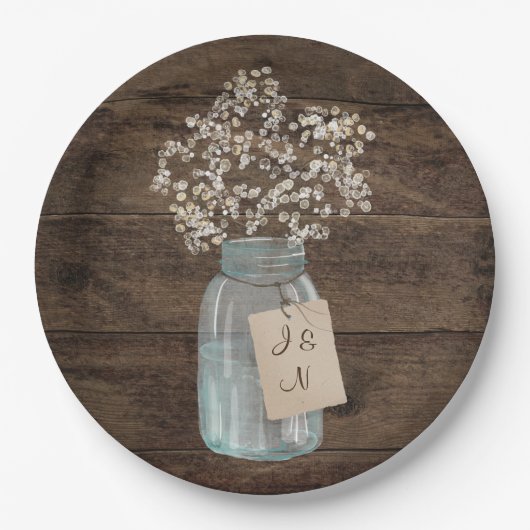 Rustic Barn Wedding Wood Mason Jar Babys Papieren Bordje (Voorkant)