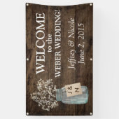 Rustic Barn Wedding Wood Mason Jar Babys Spandoek (Verticaal)