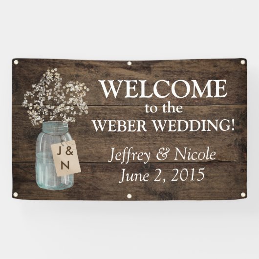 Rustic Barn Wedding Wood Mason Jar Babys Spandoek (Horizontaal)