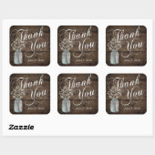 Rustic Barn Wedding Wood Mason Jar Babys Vierkante Sticker (Vel)