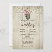 Rustic Barn Wedding Wood Mason Jar Kaart (Voorkant)