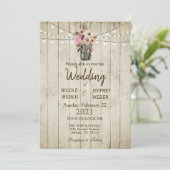 Rustic Barn Wedding Wood Mason Jar Kaart (Staand voorkant)