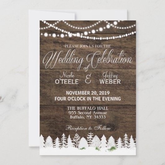 Rustic Barn Wedding Wood Winter Kerstmis Kaart (Voorkant)