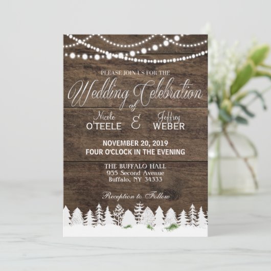 Rustic Barn Wedding Wood Winter Kerstmis Kaart (Staand voorkant)