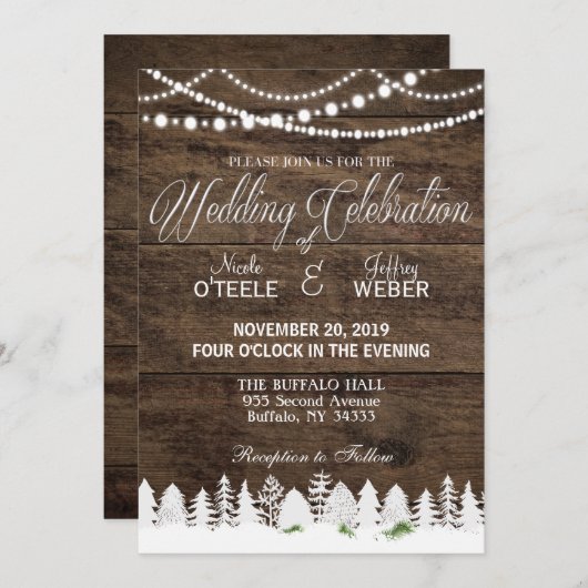 Rustic Barn Wedding Wood Winter Kerstmis Kaart (Voorkant / Achterkant)