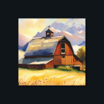 Rustic Barn Wheat Field & Mountains Waterverf Canvas Afdruk<br><div class="desc">Dit prachtige canvas is voorzien van een waterverf schuur tegen een groot aantal paarse bergen met een geelachtig tarweveld. Eenvoudig,  maar een verklaring. Vreedzaam en provocerend. Creëer door Simply Farmhouse Press.</div>