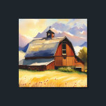 Rustic Barn Wheat Field & Mountains Waterverf Canvas Afdruk<br><div class="desc">Dit prachtige canvas is voorzien van een waterverf schuur tegen een groot aantal paarse bergen met een geelachtig tarweveld. Eenvoudig,  maar een verklaring. Vreedzaam en provocerend. Creëer door Simply Farmhouse Press.</div>