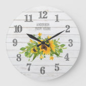 Rustic Barn White Grey Wood Sunflower Kitchen Grote Klok (Voorkant)