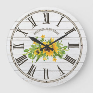 Rustic Barn White Grey Wood Sunflower Kitchen Grote Klok