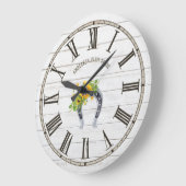 Rustic Barn White Wood Sunflower Hoefijzer Grote Klok (Hoek)