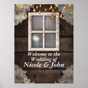 Rustic Barn Window & Licht Rustic Banner Poster