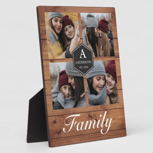 Rustic Barn Wood 4 Afbeeldingen Familie Foto Colla Fotoplaat (Zijkant)