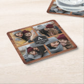 Rustic Barn Wood 4 Afbeeldingen Familie Foto Colla Kartonnen Onderzetters (Schuin)