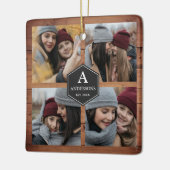 Rustic Barn Wood 4 Afbeeldingen Familie Foto Colla Keramisch Ornament (Links)
