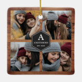 Rustic Barn Wood 4 Afbeeldingen Familie Foto Colla Keramisch Ornament (Achterkant)