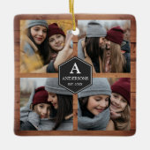 Rustic Barn Wood 4 Afbeeldingen Familie Foto Colla Keramisch Ornament (Voorkant)