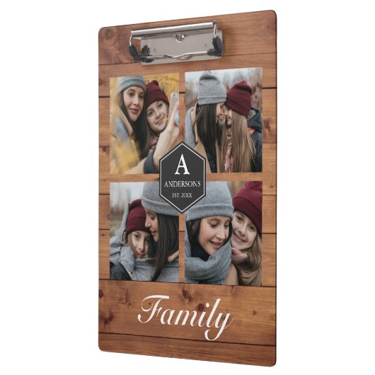 Rustic Barn Wood 4 Afbeeldingen Familie Foto Colla Klembord (Links)