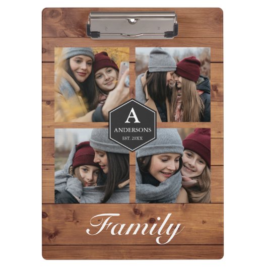 Rustic Barn Wood 4 Afbeeldingen Familie Foto Colla Klembord (Voorkant)