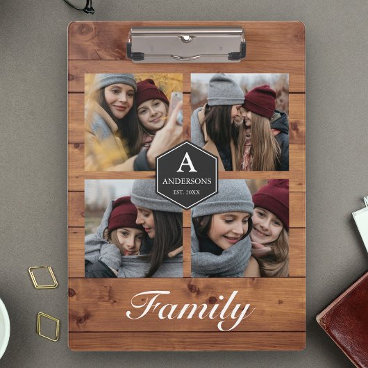 Rustic Barn Wood 4 Afbeeldingen Familie Foto Colla Klembord