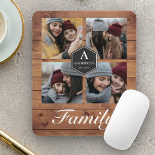Rustic Barn Wood 4 Afbeeldingen Familie Foto Colla Muismat