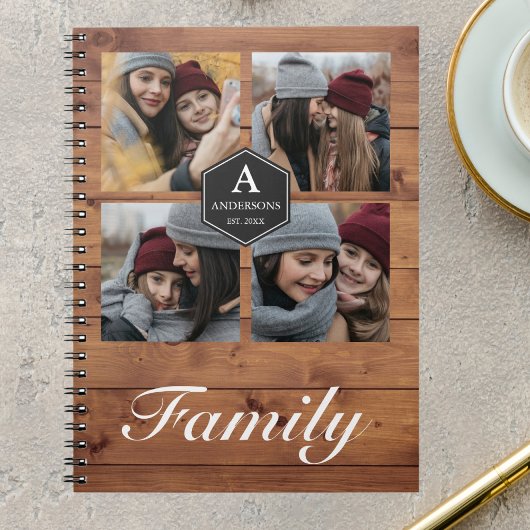Rustic Barn Wood 4 Afbeeldingen Familie Foto Colla Notitieboek