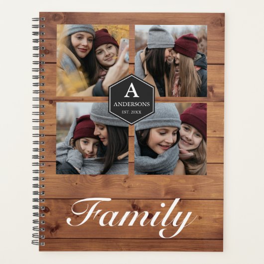 Rustic Barn Wood 4 Afbeeldingen Familie Foto Colla Planner (Voorkant)