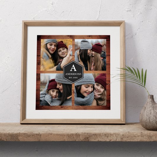 Rustic Barn Wood 4 Afbeeldingen Familie Foto Colla Poster