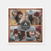 Rustic Barn Wood 4 Afbeeldingen Familie Foto Colla Servet (Voorkant)