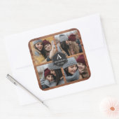 Rustic Barn Wood 4 Afbeeldingen Familie Foto Colla Vierkante Sticker (Envelop)