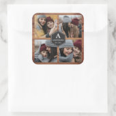 Rustic Barn Wood 4 Afbeeldingen Familie Foto Colla Vierkante Sticker (Tas)