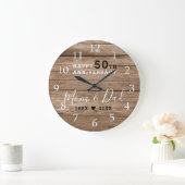 Rustic Barn Wood 50th Gold Wedding Anniversary Grote Klok (Huis)
