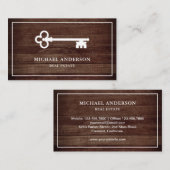 Rustic Barn Wood Antiek Key Real Estate Visitekaartje (Voorkant / Achterkant)