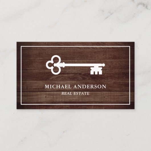 Rustic Barn Wood Antiek Key Real Estate Visitekaartje (Voorkant)