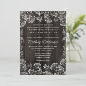 Rustic Barn Wood Baby's Breath Wedding Invitations Kaart (Staand voorkant)