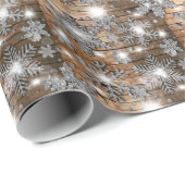 Rustic Barn Wood, bevroren zilveren sneeuwvlokken Cadeaupapier (Rol Hoek)