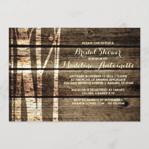Rustic Barn Wood Birch Trees Winter Vrijgezellenfe Kaart
