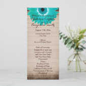 Rustic Barn Wood Blauwgroen Daisy Wedding Programs Programmakaart (Staand voorkant)