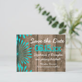 Rustic Barn Wood Blauwgroen Save the Date Briefkaa Aankondigingskaart (Staand voorkant)