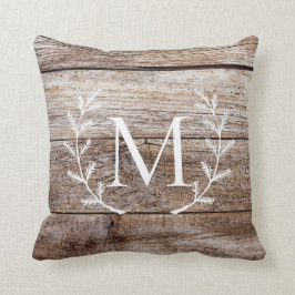Rustic Barn Wood Boerderij House Custom Monogramed Kussen