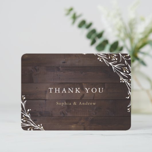 Rustic Barn Wood Boho Floral Country bedankt (Staand voorkant)