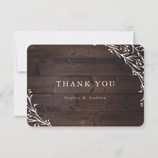 Rustic Barn Wood Boho Floral Country bedankt (Voorkant)