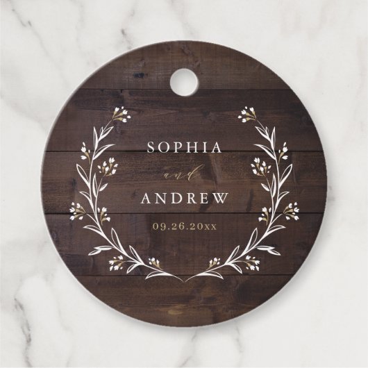 Rustic Barn Wood Boho Floral country Wedding Bedankjes Labels (Voorkant)