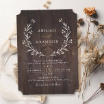 Rustic Barn Wood Boho Floral country Wedding Kaart<br><div class="desc">Robuust bloemontwerp op donkerbruine houten achtergrond,  eenvoudig en elegant,  geweldig voor de herfst van de buitenwereld bruiloft,  een wintertrouwerij,  een  boho bruiloft of een botanische tuinbruiloft. Bekijk alle overeenkomende stukken in collectie.</div>