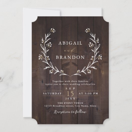 Rustic Barn Wood Boho Floral country Wedding Kaart (Voorkant)