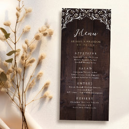 Rustic Barn Wood Boho Floral country Wedding Menu