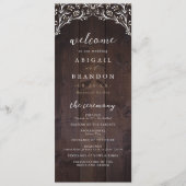 Rustic Barn Wood Boho Floral country Wedding Programmakaart (Voorkant)