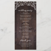 Rustic Barn Wood Boho Floral country Wedding Programmakaart (Achterkant)