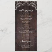 Rustic Barn Wood Boho Floral country Wedding Programmakaart (Achterkant)