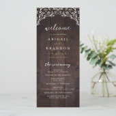 Rustic Barn Wood Boho Floral country Wedding Programmakaart (Staand voorkant)