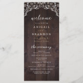 Rustic Barn Wood Boho Floral country Wedding Programmakaart (Voorkant)